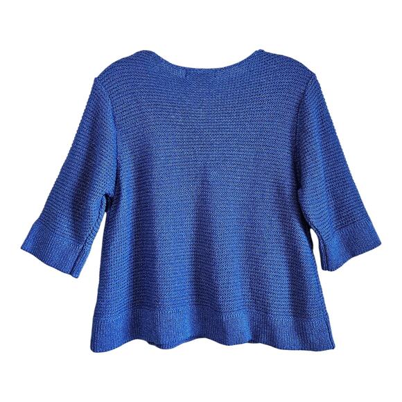 STYLE & CO Women L Shrug Cardigan Sweater Button Cobalt Blue Silver Cropped NEW - Picture 8 of 8